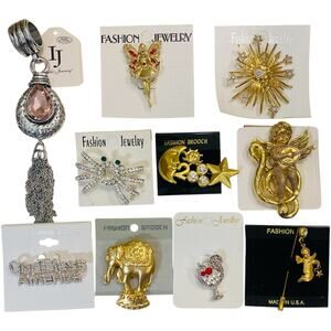 Mixed Wholesale Lot 10 Brooches and Pendant - New Jw936